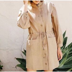 Apiece Apart Nueva Aragon Button Up Dress with Cinch Waist in Camel Size 6